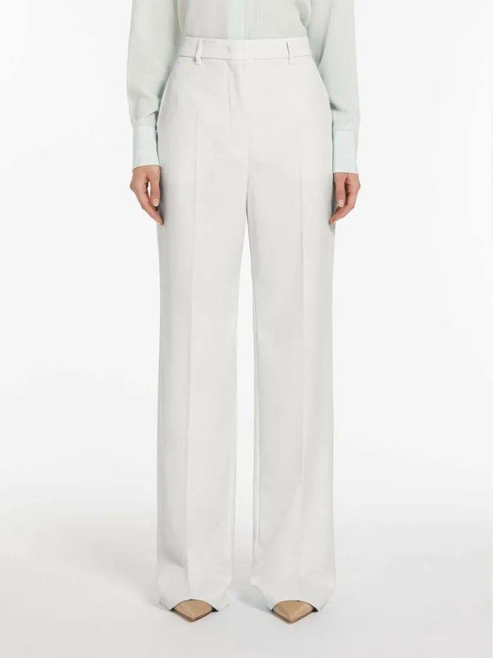 Women Max Mara Suit Wool Crepe Trousers White