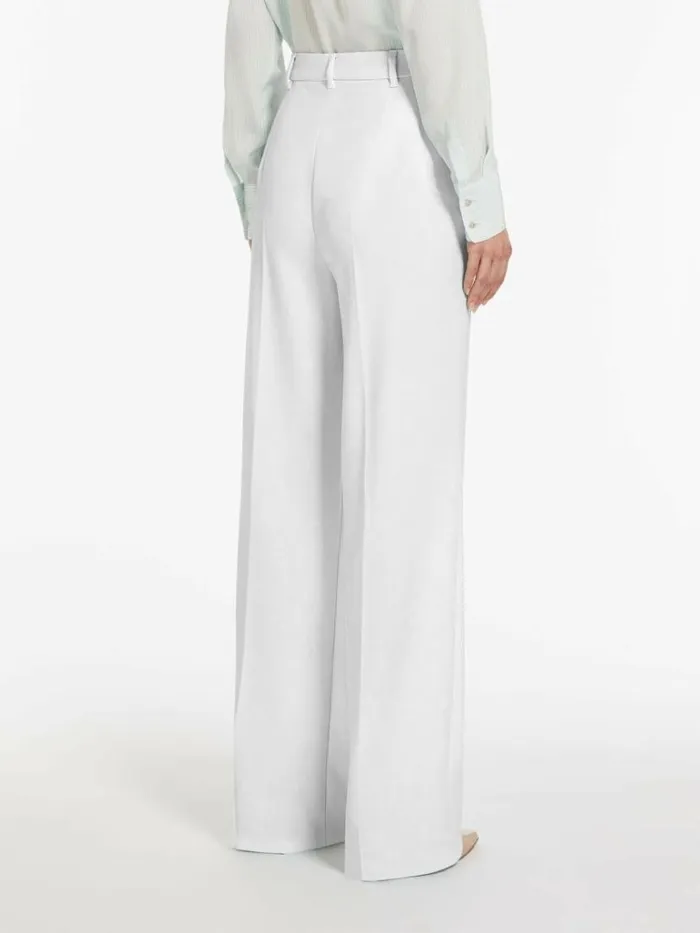Women Max Mara Suit Wool Crepe Trousers White