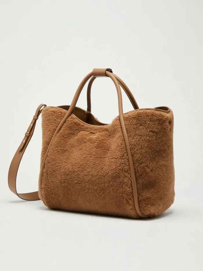 Women Max Mara Teddy Bag Medium Teddy Fabric Bag Camel