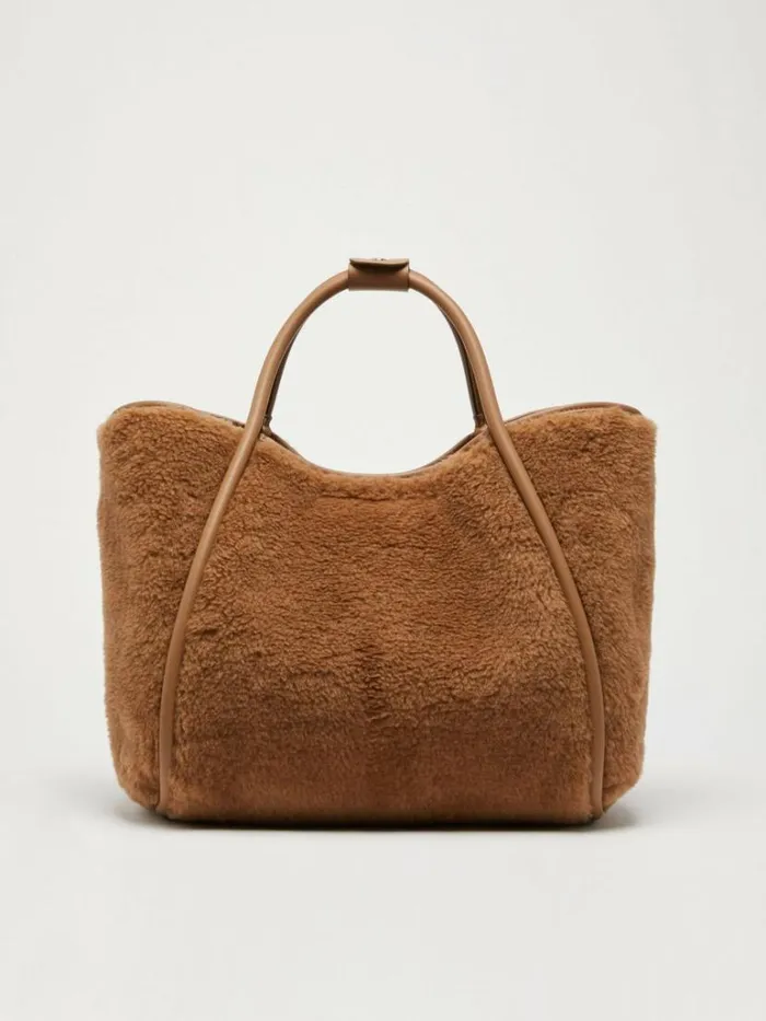 Women Max Mara Teddy Bag Medium Teddy Fabric Bag Camel