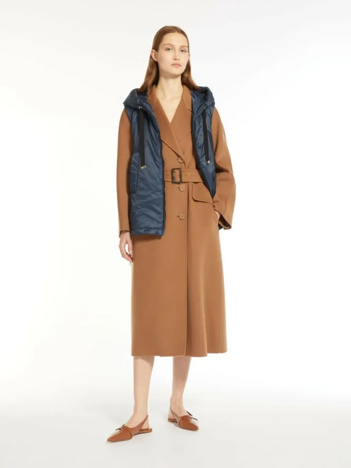 Women Max Mara The Cube 8211 Cameluxe Waterresistant Technical Canvas Gilet Navy