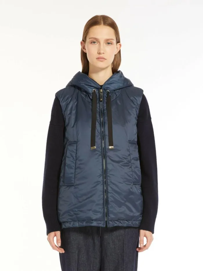 Women Max Mara The Cube 8211 Cameluxe Waterresistant Technical Canvas Gilet Navy