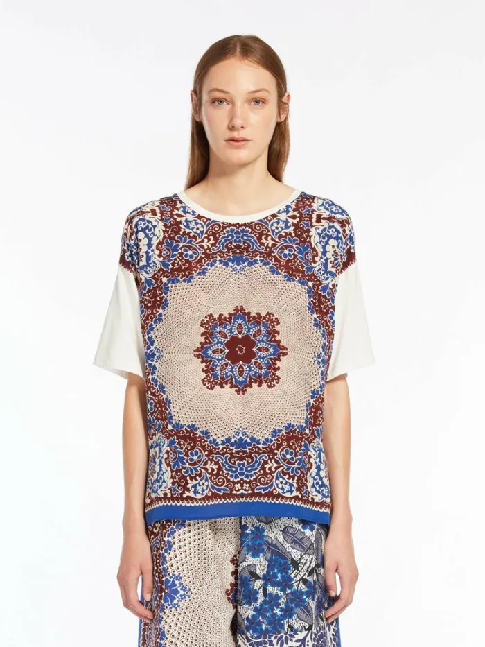 Women Max Mara Tops And Tshirts Jersey And Crepe Tshirt Cornflower Blue