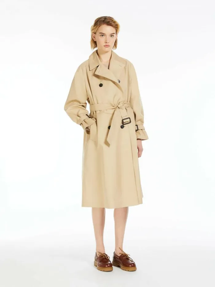 Women Max Mara Trench Reversible Waterrepellent Fabric Trench Coat Honey