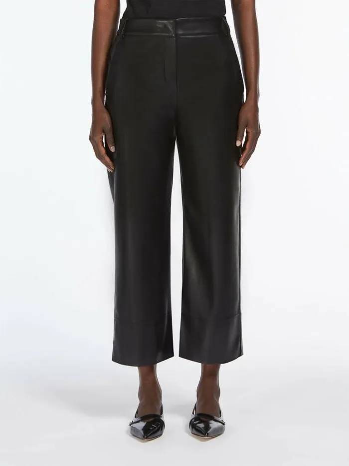 Women Max Mara Trousers And Jeans Coated Fabric Slim Trousers Black