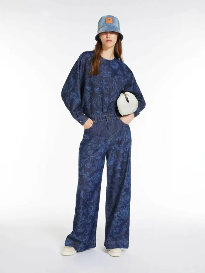 Women Max Mara Trousers And Jeans Floral Denim Jeans Navy