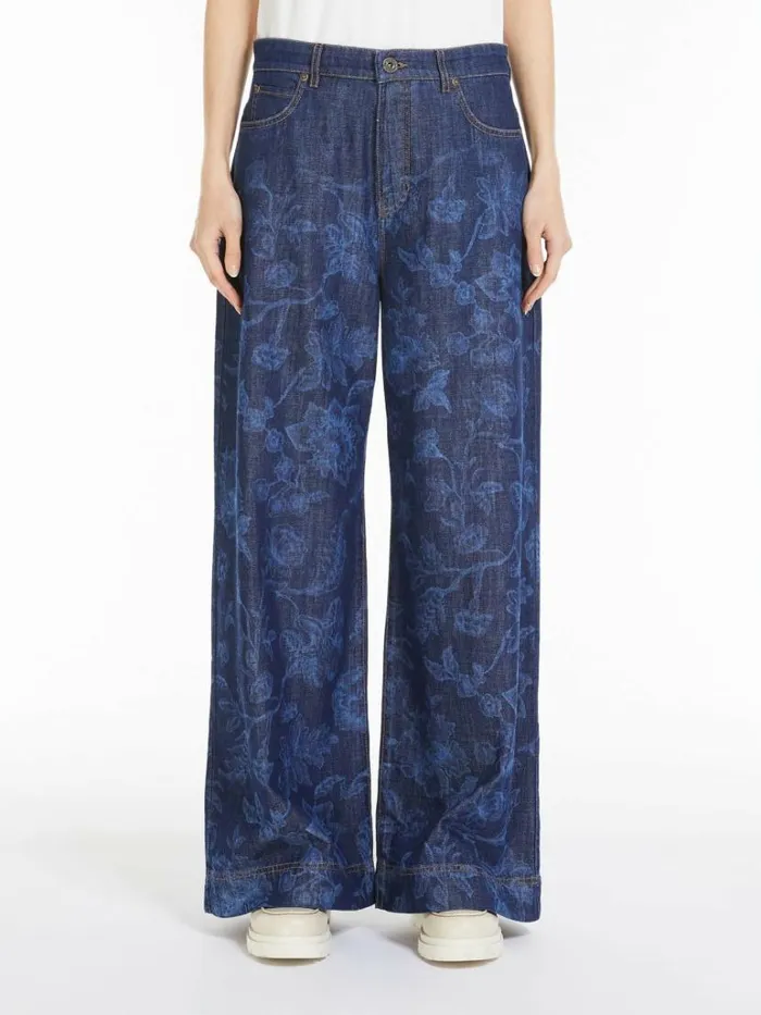 Women Max Mara Trousers And Jeans Floral Denim Jeans Navy