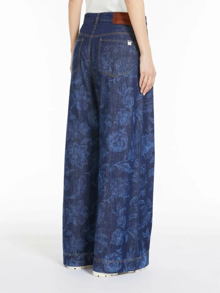 Women Max Mara Trousers And Jeans Floral Denim Jeans Navy