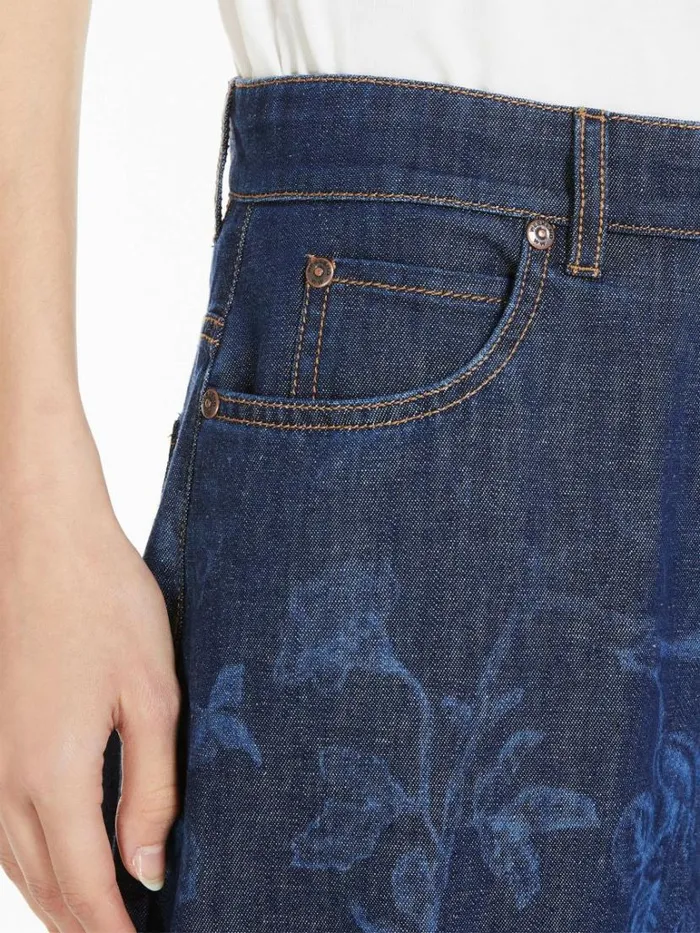 Women Max Mara Trousers And Jeans Floral Denim Jeans Navy