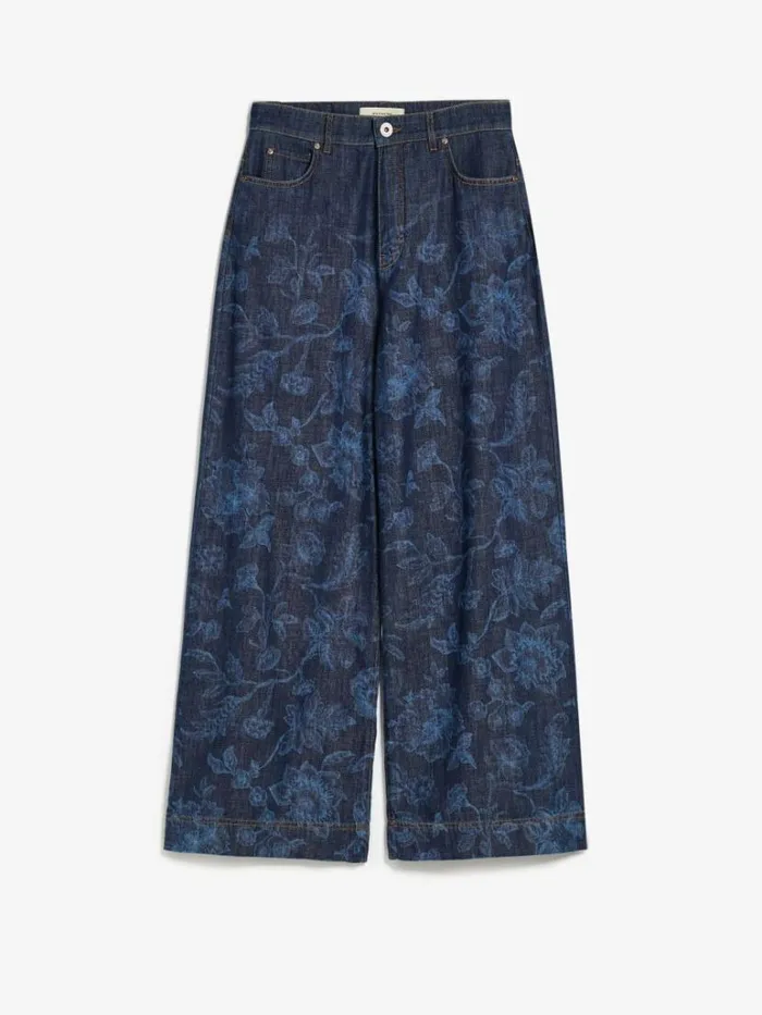 Women Max Mara Trousers And Jeans Floral Denim Jeans Navy