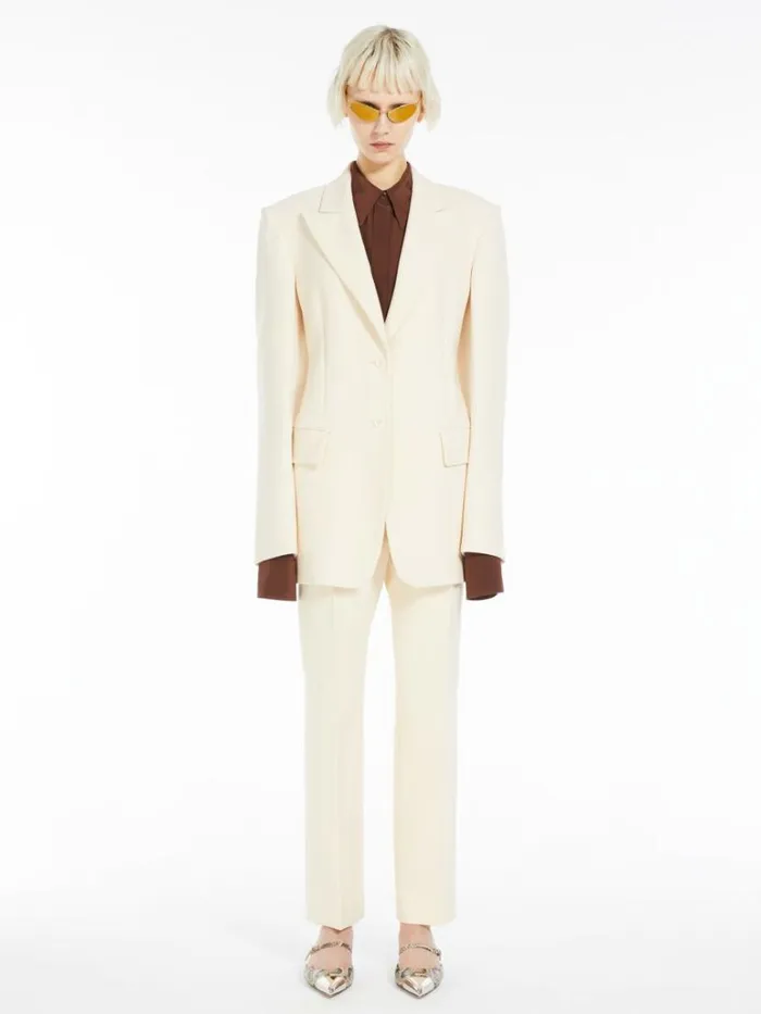 Women Max Mara Trousers And Jeans Slimfit Stretch Wool Trousers Vanilla