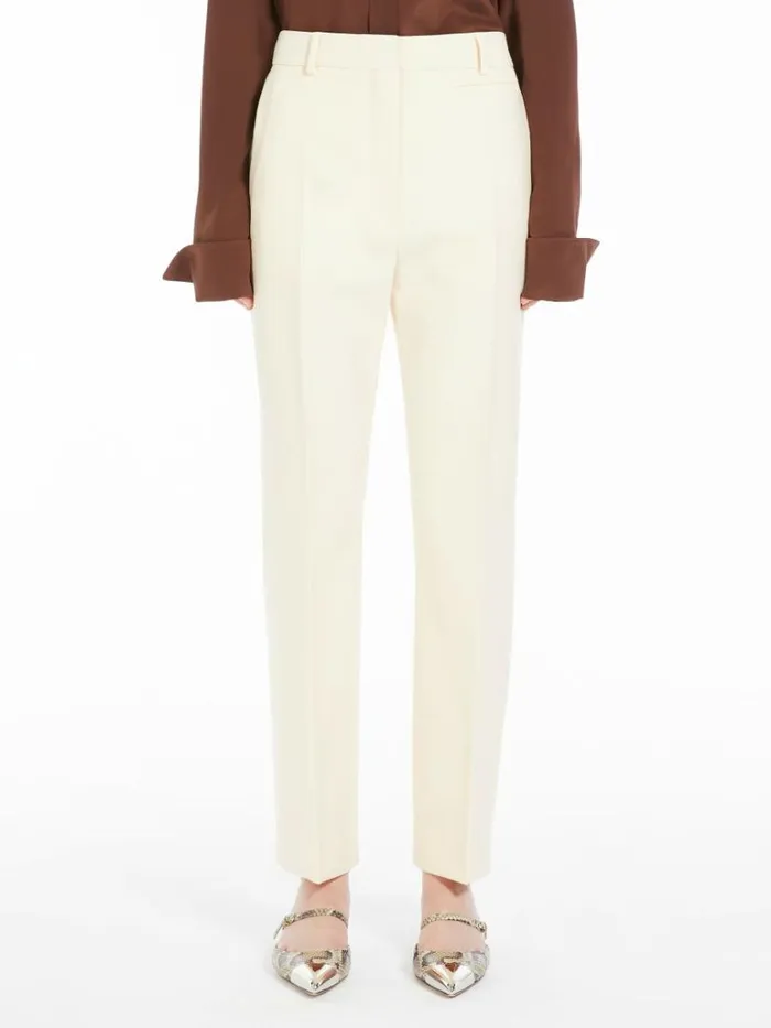 Women Max Mara Trousers And Jeans Slimfit Stretch Wool Trousers Vanilla