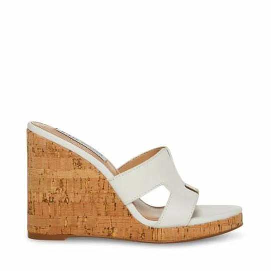 Women MAYSON WHITE LEATHER White Leather Steve Madden Sandals