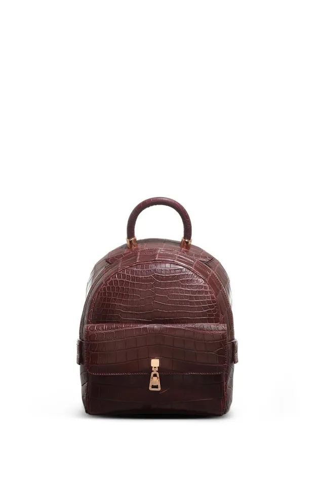 WomenMen Backpacks Gabriela Hearst Mini Billie Backpack In Bordeaux Crocodile Leather