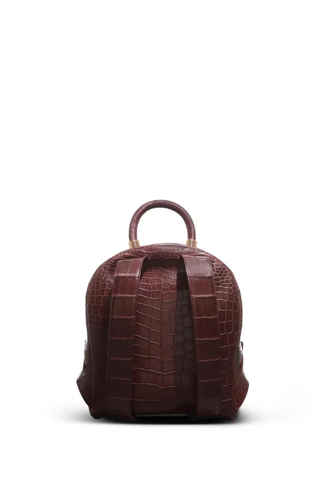 WomenMen Backpacks Gabriela Hearst Mini Billie Backpack In Bordeaux Crocodile Leather