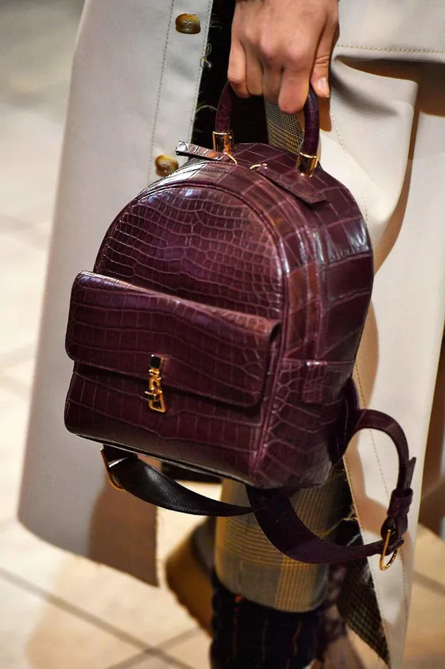 WomenMen Backpacks Gabriela Hearst Mini Billie Backpack In Bordeaux Crocodile Leather