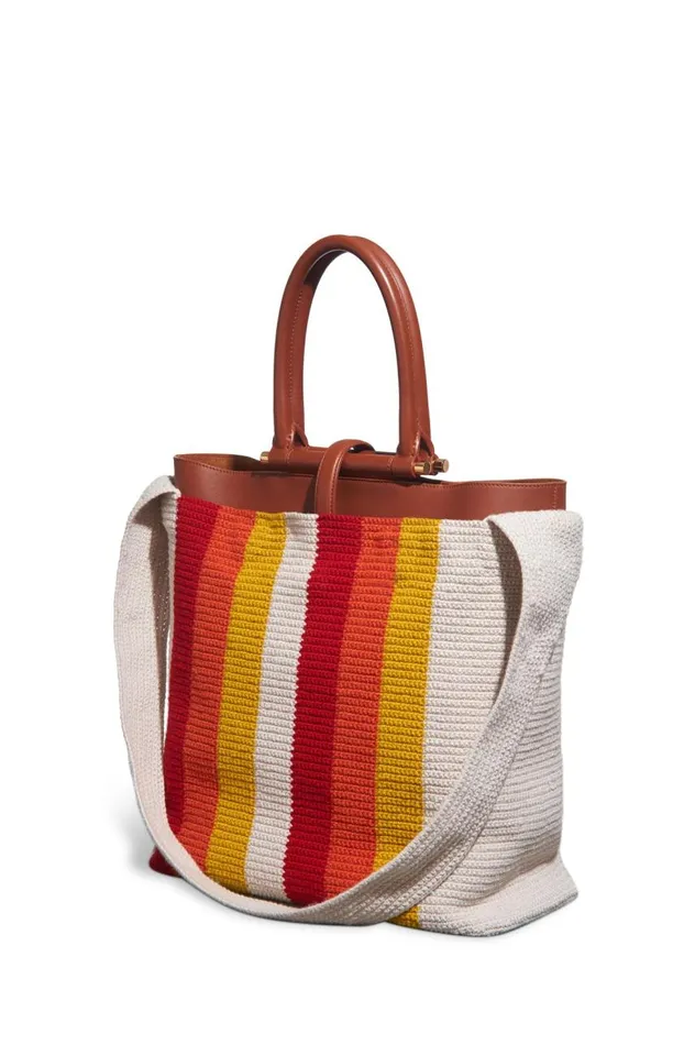 WomenMen Crossbody Bags Gabriela Hearst Large Crossover Knit Bag In Red Orange and Yellow Cashmere WomenMen Crossbody Bags Gabriela Hearst Large Crossover Knit Bag In Red Orange and Yellow Cashmere