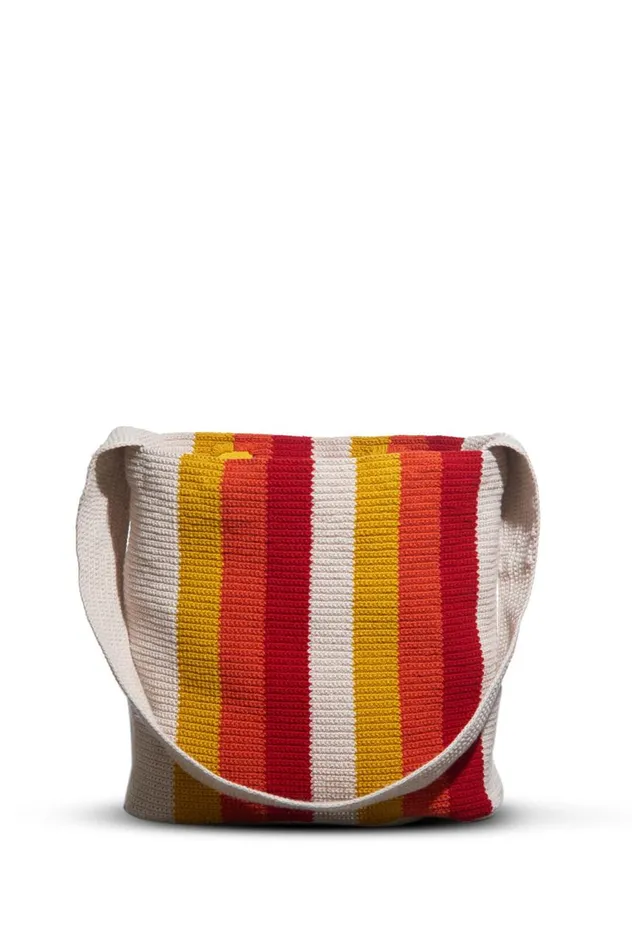 WomenMen Crossbody Bags Gabriela Hearst Large Crossover Knit Bag In Red Orange and Yellow Cashmere