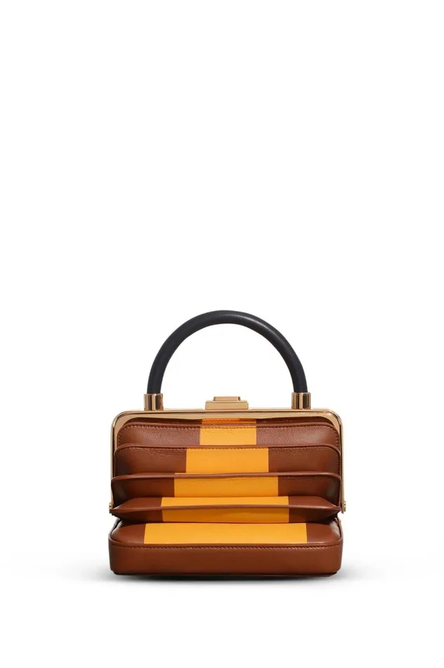 WomenMen Top Handles Gabriela Hearst Diana Bag In Cognac Yellow and Black Nappa Leather