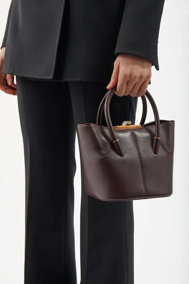 WomenMen Top Handles Gabriela Hearst Mini Baez Bag In Bordeaux Nappa Leather