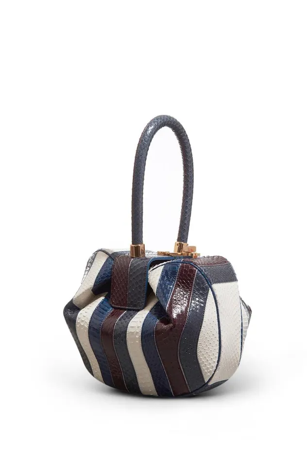 WomenMen Top Handles Gabriela Hearst Nina Bag In Bordeaux Navy and Ivory Stripes Snakeskin WomenMen Top Handles Gabriela Hearst Nina Bag In Bordeaux Navy and Ivory Stripes Snakeskin