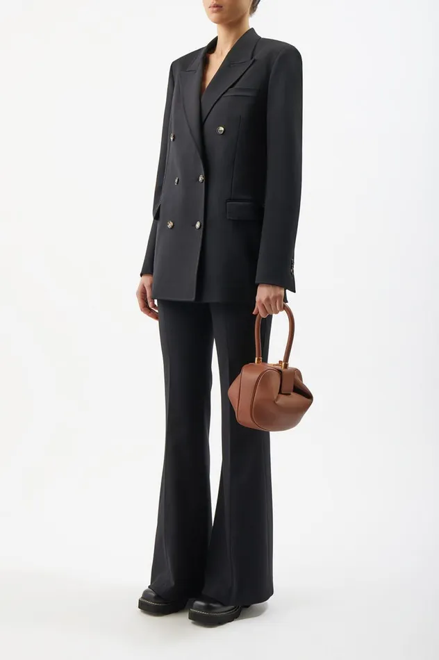 WomenMen Top Handles Gabriela Hearst Nina Bag In Bordeaux Navy and Ivory Stripes Snakeskin