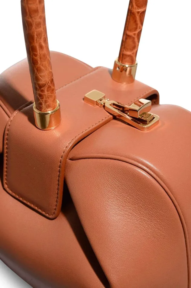 WomenMen Top Handles Gabriela Hearst Nina Bag In Cognac Nappa Leather With Crocodile Leather Handle