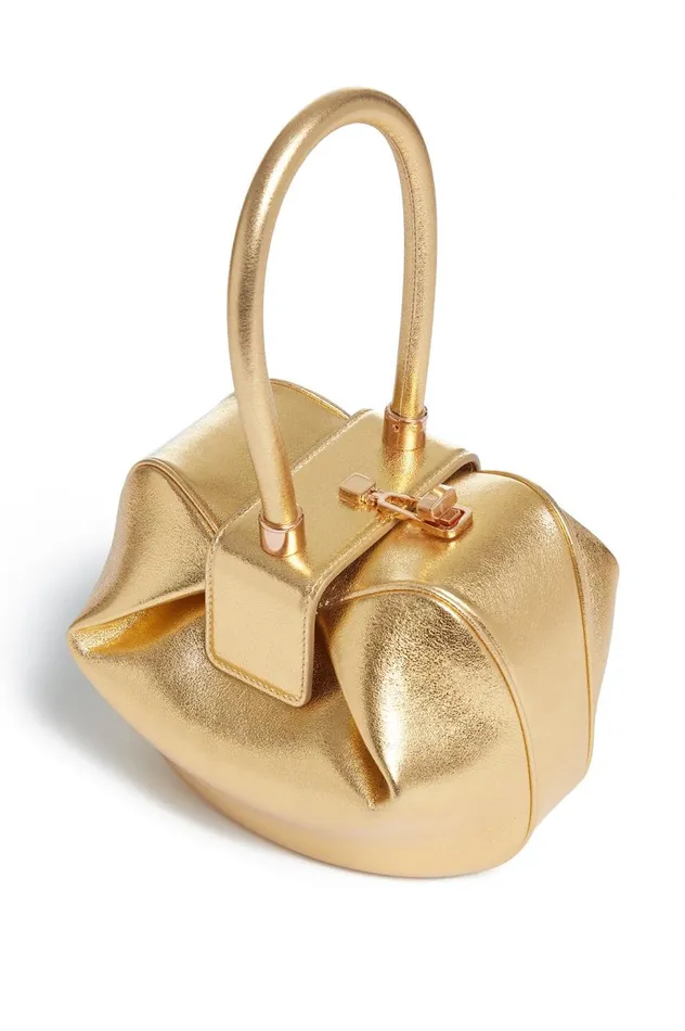 WomenMen Top Handles Gabriela Hearst Nina Bag In Gold Metallic Nappa Leather