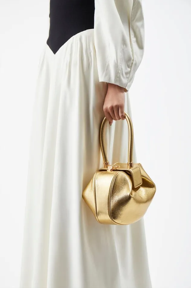 WomenMen Top Handles Gabriela Hearst Nina Bag In Gold Metallic Nappa Leather
