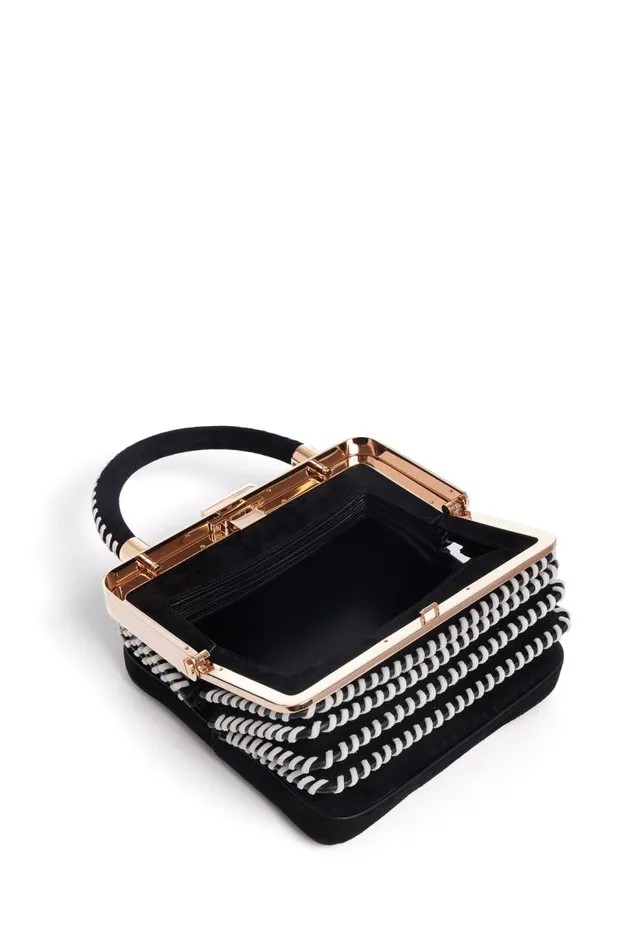 WomenMen Top Handles Gabriela Hearst Whipstitch Diana Bag In Black Suede
