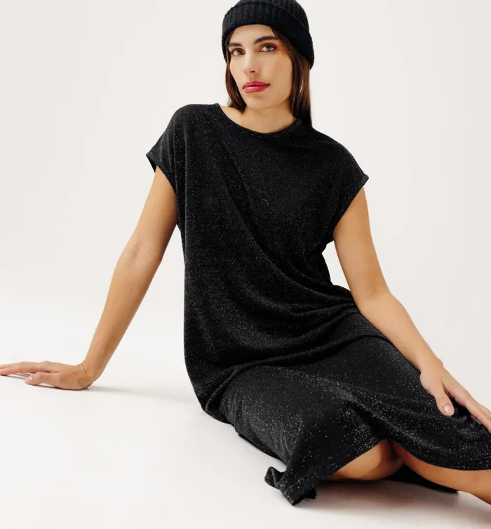 Women MidLength Glitzy Dress 8211 Black Promod Dresses
