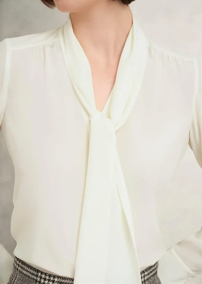 Women Mimi Silk Blouse Ivory Hobbs Tops