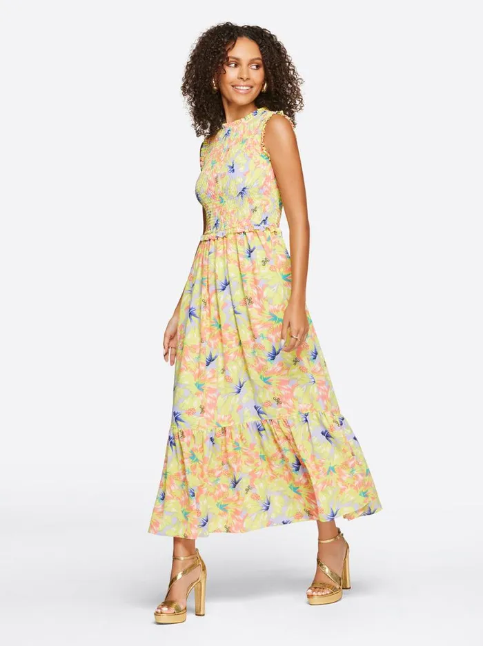 Women Mira Tiered Ruffle Maxi Dress In Candy Hibiscus Jessica Simpson Dresses