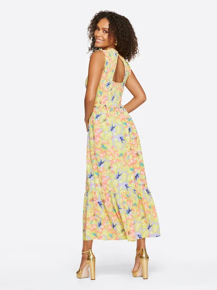 Women Mira Tiered Ruffle Maxi Dress In Candy Hibiscus Jessica Simpson Dresses