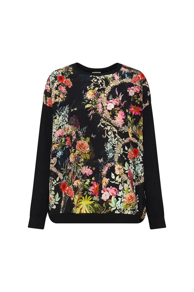 Women Modest Clothing Camilla Long Sleeve Jumper With Print Front Hampton Hive