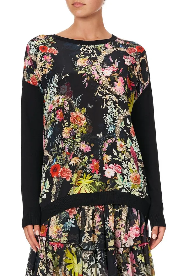 Women Modest Clothing Camilla Long Sleeve Jumper With Print Front Hampton Hive