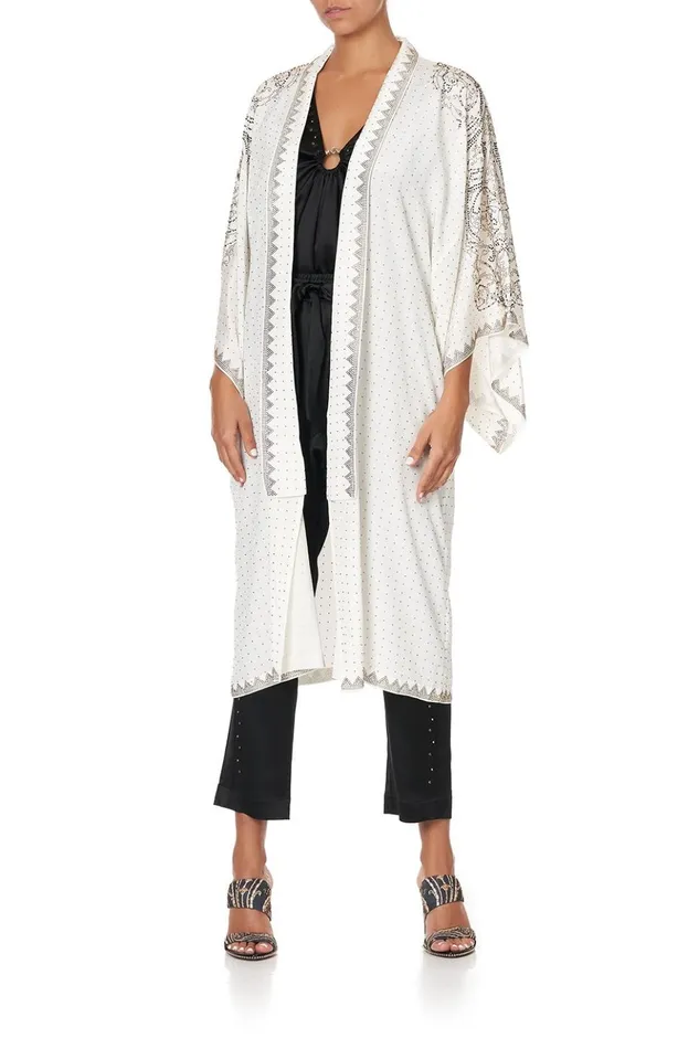 Women Modest Clothing Camilla Mid Length Kimono Coat Luxe Cream