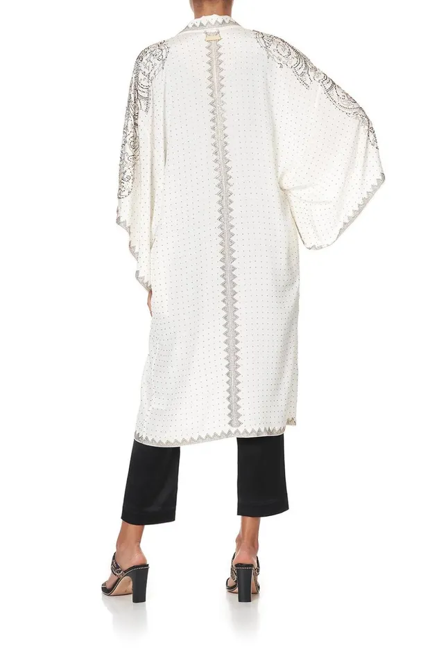 Women Modest Clothing Camilla Mid Length Kimono Coat Luxe Cream