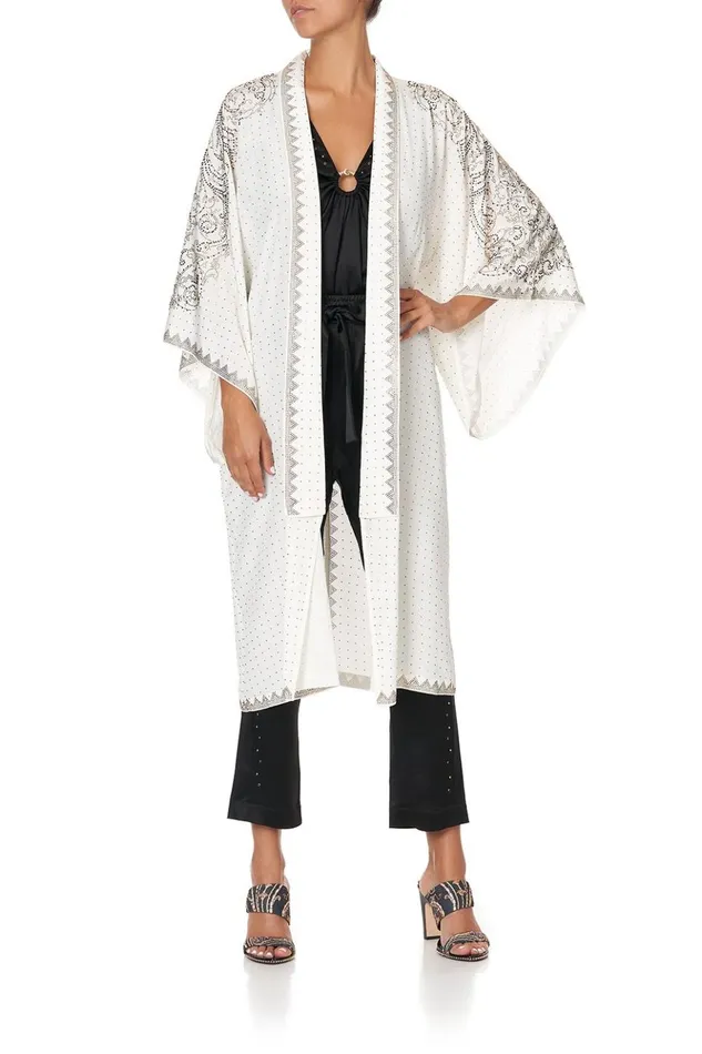 Women Modest Clothing Camilla Mid Length Kimono Coat Luxe Cream