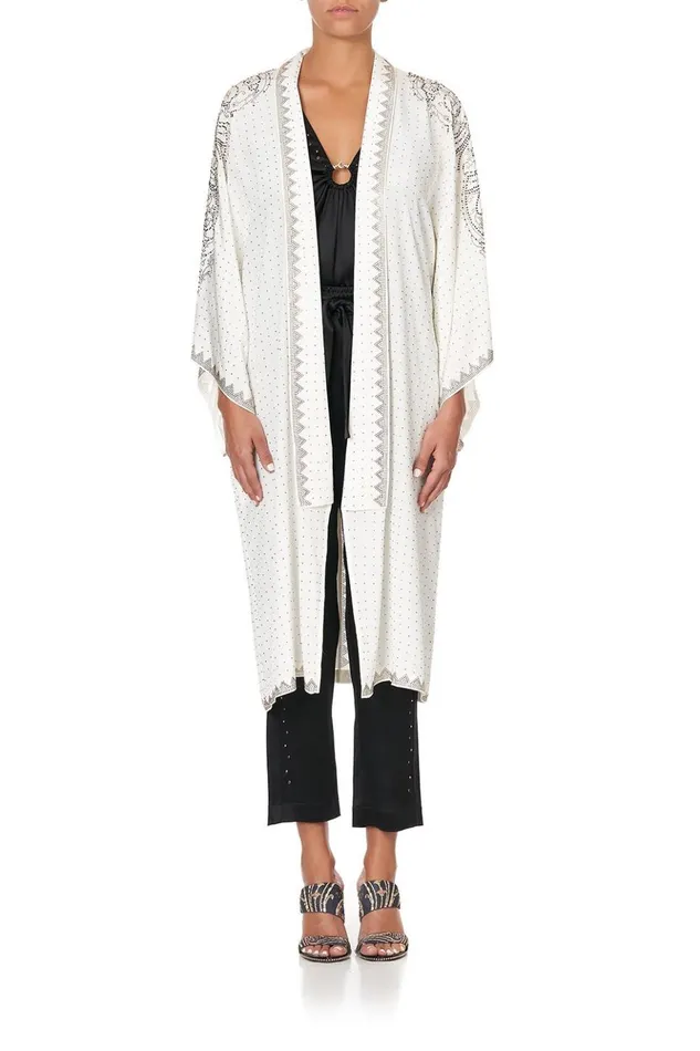 Women Modest Clothing Camilla Mid Length Kimono Coat Luxe Cream
