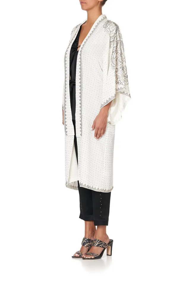 Women Modest Clothing Camilla Mid Length Kimono Coat Luxe Cream