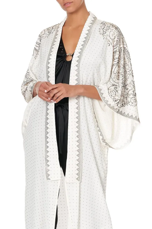Women Modest Clothing Camilla Mid Length Kimono Coat Luxe Cream