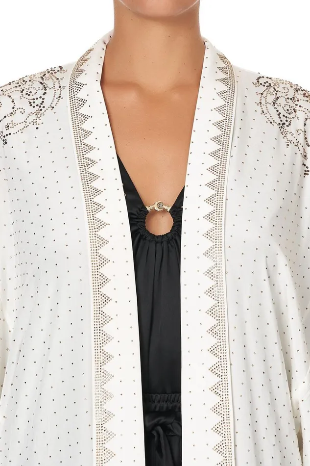 Women Modest Clothing Camilla Mid Length Kimono Coat Luxe Cream