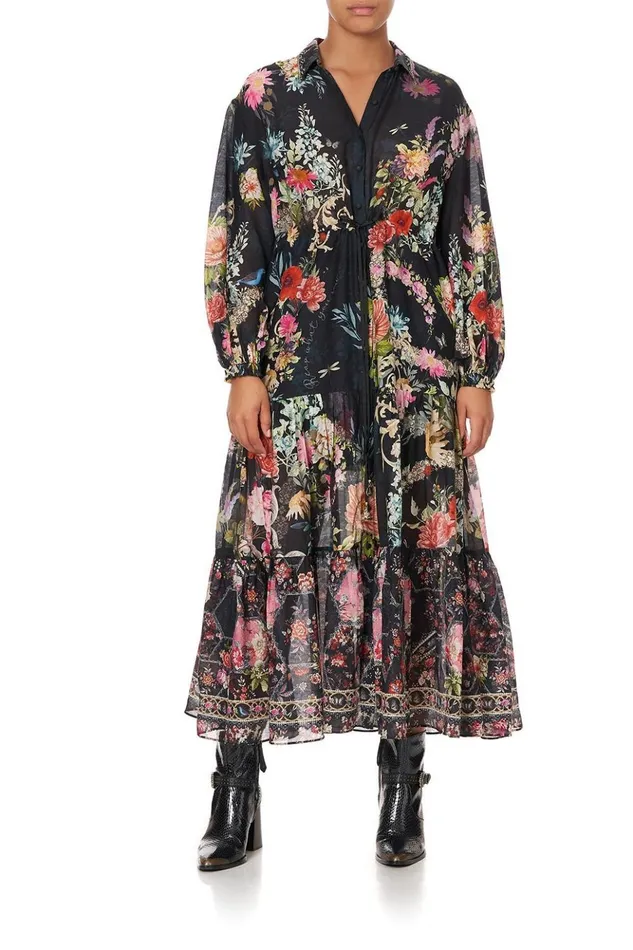Women Modest Clothing Camilla Tiered Long Shirt Dress Hampton Hive