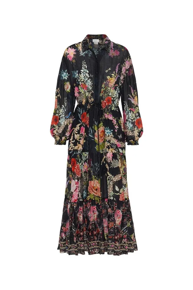 Women Modest Clothing Camilla Tiered Long Shirt Dress Hampton Hive