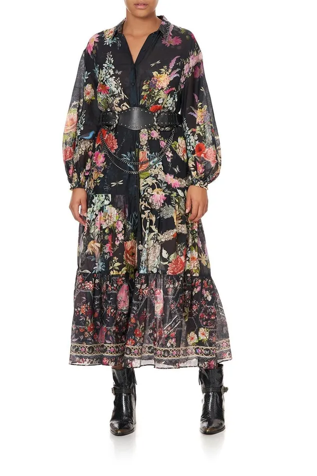 Women Modest Clothing Camilla Tiered Long Shirt Dress Hampton Hive