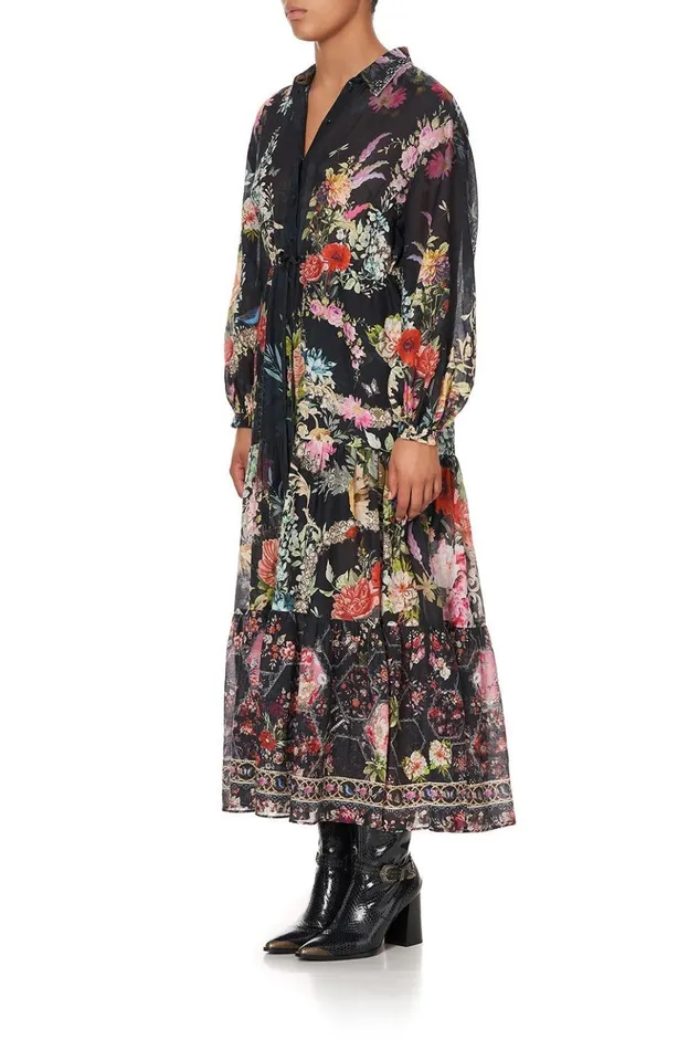 Women Modest Clothing Camilla Tiered Long Shirt Dress Hampton Hive