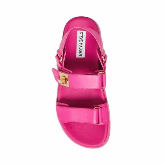 Women MONA PINK LEATHER Pink Leather Steve Madden Sandals Women MONA PINK LEATHER Pink Leather Steve Madden Sandals