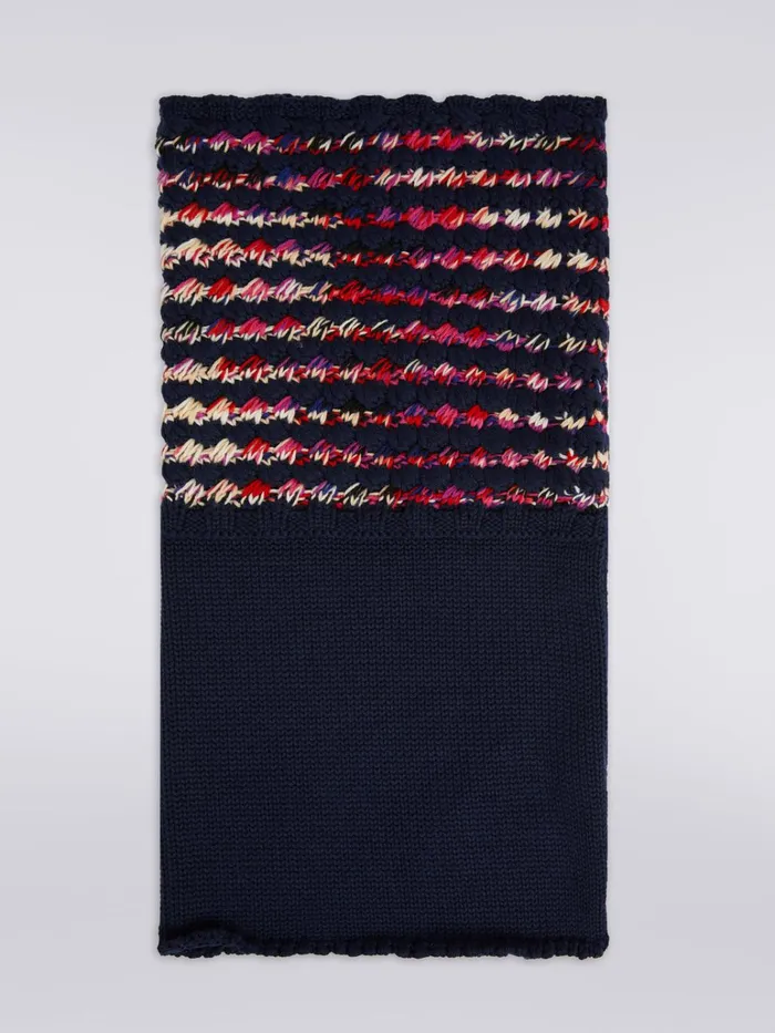 Women MultiWorked Wool Knit Neck Warmer Multicoloured Missoni Scarves and Foulards