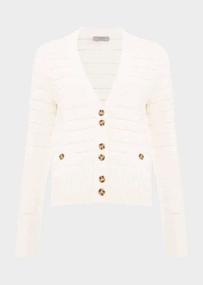 Women Naomi Cotton Cardigan Ivory Hobbs Jumpers and Cardigans